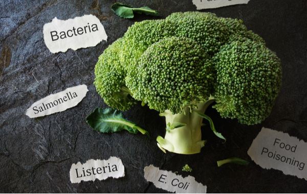 Broccoli with various food poisoning related labels